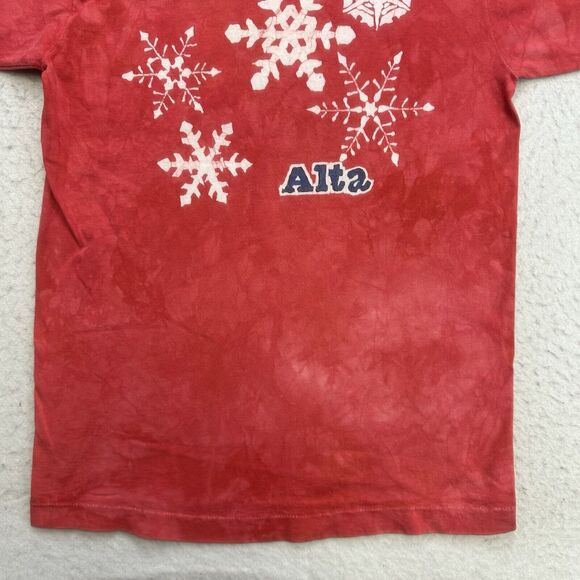 Vintage Christmas Shirt Mens Large L Red White Snowflakes Tie Dye Single Stitch - Picture 12 of 12
